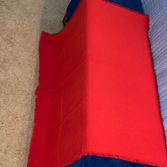 Orange Linen Table Topper 35.5” x 37.5” Approximately - Picture 3 of 7